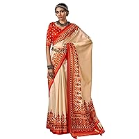 Indian Pure Patola Printed Muslim Saree Blouse Traditional Sari 2027
