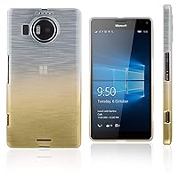 Xcessor Transition Color Flexible TPU Case for Microsoft Lumia 950 XL. with Gradient Silk Thread Texture. Transparent/Gold