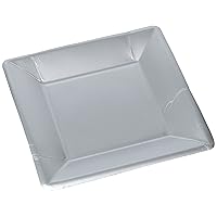 Amscan Square Silver Plates For Party | Plastic | 20 Ct.