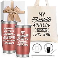 2 Pack Mothers Day Gifts, My Favorite Child Give Me Tumbler & Tote Bag Gift Box Set, Mother's Day Gifts For Mom From Daughter Son, Unique Birthday Gifts Ideas for Wife 20Oz Cup