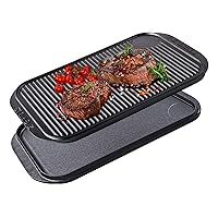 Z GRILLS Cast Iron Griddle 2-in-1 Reversible Grill Pan, Ideal for Gas Stovetop, Campfire, and Oven Cooking, Lightly Pre-Seasoned for Enhanced Flavor, 20-inch