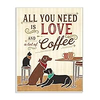 All You Need is Love and Coffee Cats Dogs Wall Plaque Art, Multi-Color