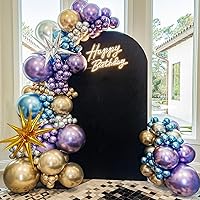 Metallic Balloon Garland Balloons Chrome Blue Purple Silver Gold Starburst Ball Balloons Gold Sliver Balloon Arch Kit For 80s 90s Theme Birthday Graduation Anniversary Dancing Party Decor