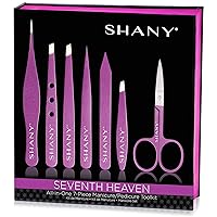 SHANY Seventh Heaven Professional Manicure, Pedicure and Tweezer Set - All-in-One 7-Piece Portable Nail Grooming Tool Kit - PURPLE