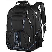 Laptop Backpack, Blue, 55L Capacity, TSA Approved, Multipurpose, Convenient USB Port, Comfortable Back Design, Durable Polyester Fabric