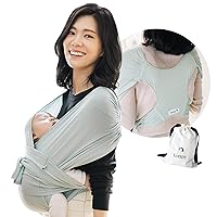 Konny Baby Carrier Elastech Luxury Carrier Wrap, Easy to Wear Baby Wrap Carrier, Perfect Essentials Cloths for Newborn Babies up to 44 lbs, (Mint, M)