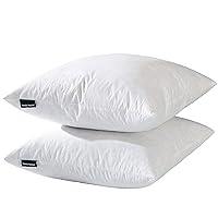 26x26 Euro Throw Pillow Inserts-Down Feather Pillow Inserts-Cotton Fabric-Set of 2-White.