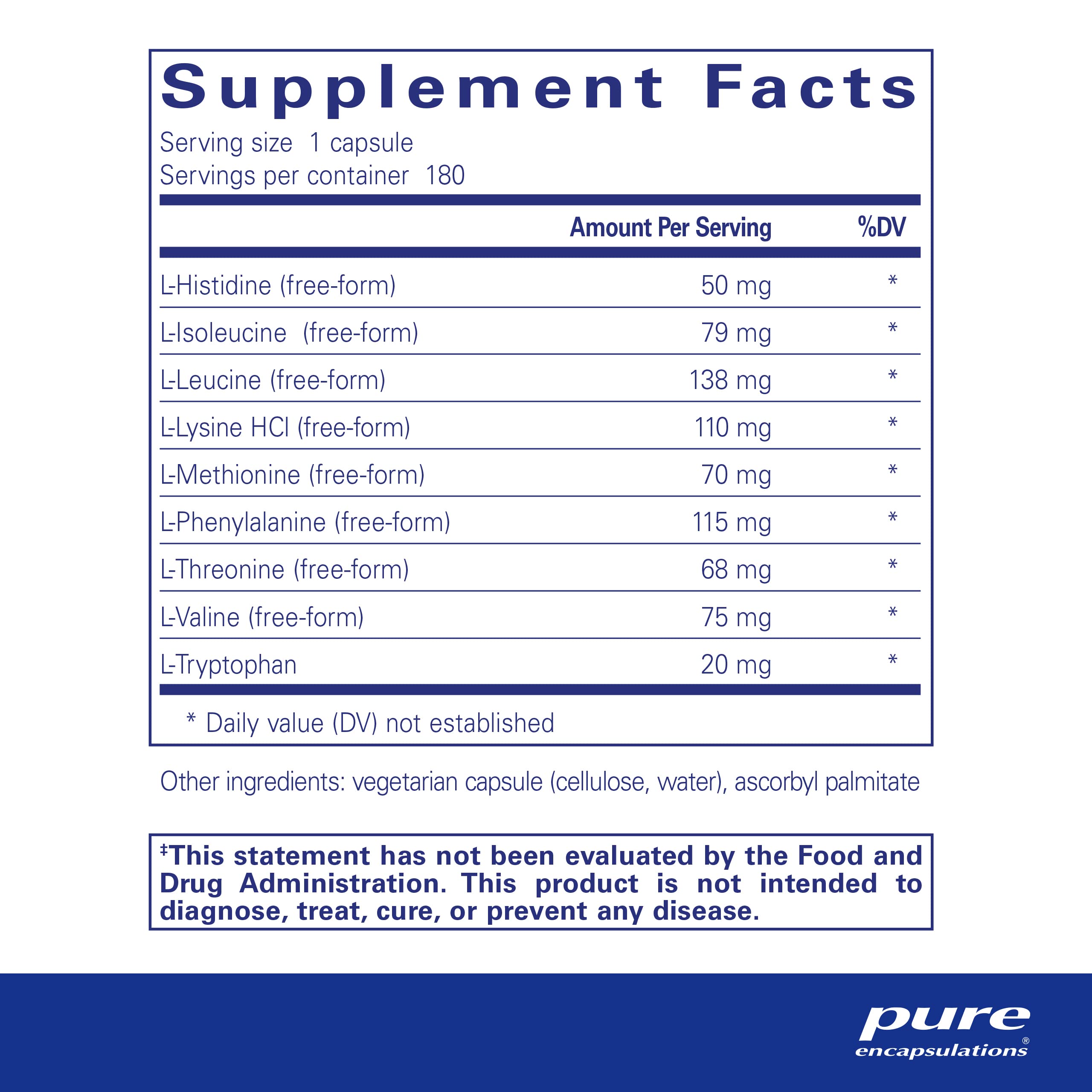 Pure Encapsulations Essential Aminos | Amino Acid Supplement for The Brain and Muscle Recovery* | 180 Capsules