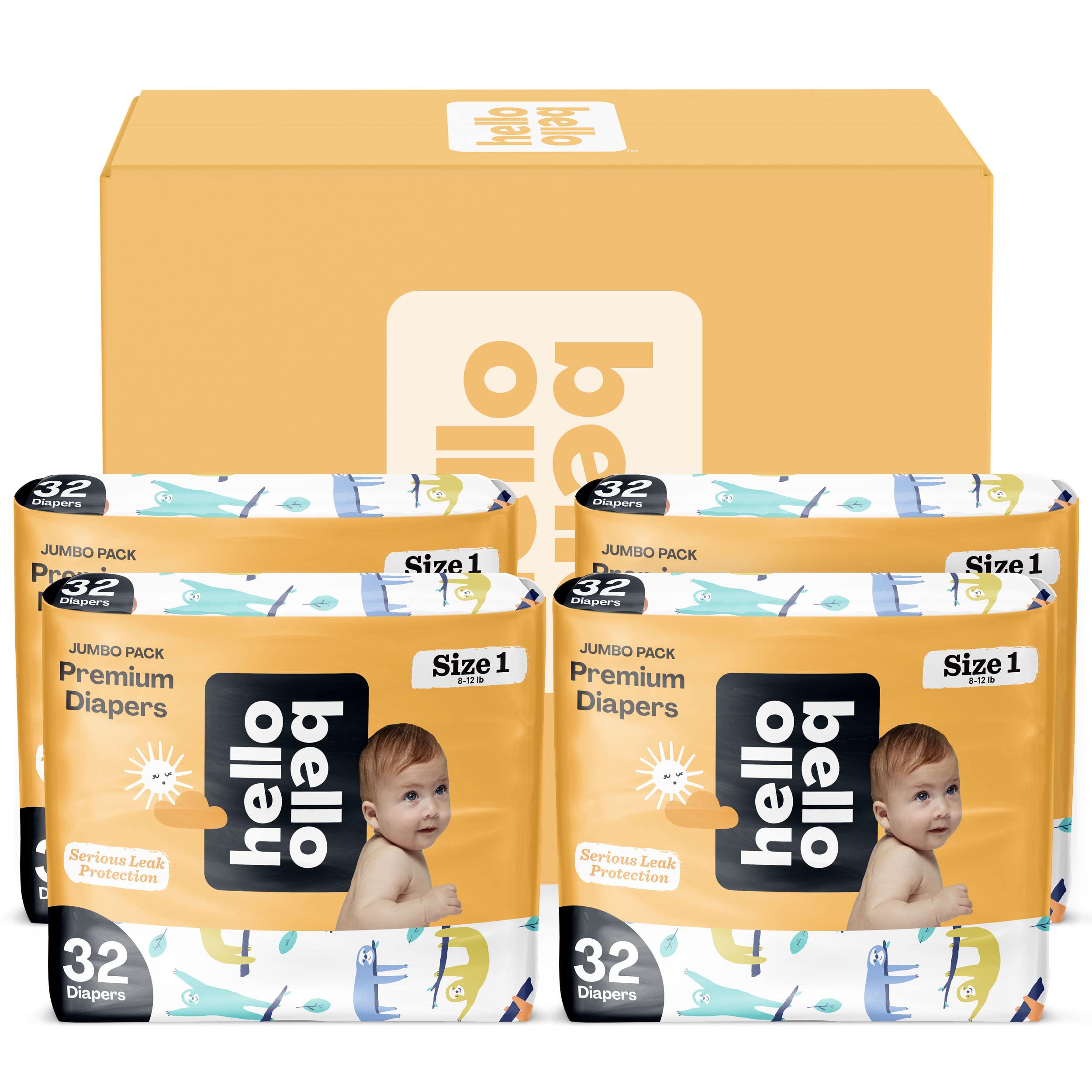 Hello Bello Premium Baby Diapers Size 1 I 128 Count of Disposable, Extra-Absorbent, Hypoallergenic, and Eco-Friendly Baby Diapers with Snug and Comfort Fit I Surprise Boy Patterns