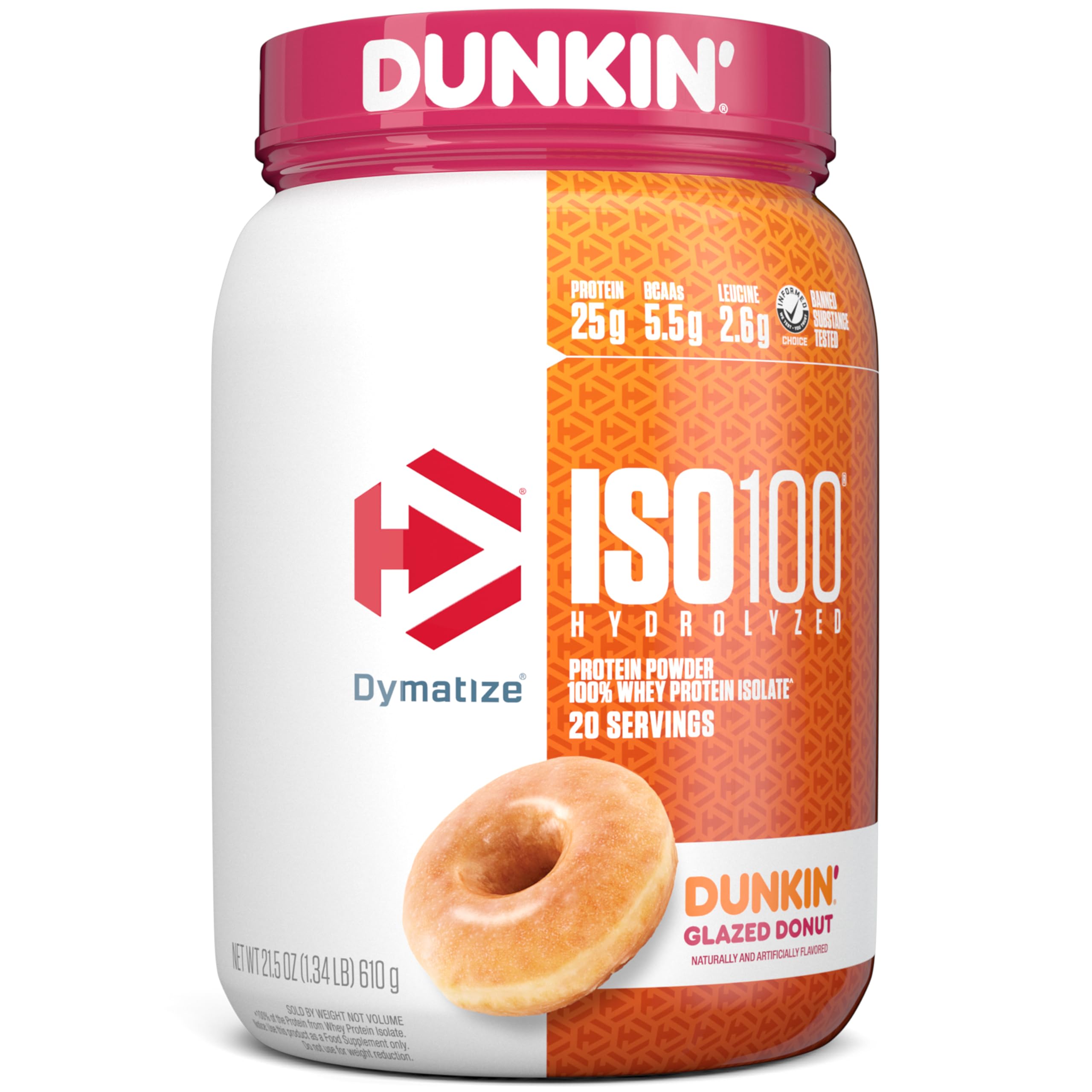 Dymatize ISO100 Hydrolyzed Protein Powder, 100% Whey Isolate Protein, 25g of Protein & ISO100 Hydrolyzed Protein Powder, 100% Whey Isolate, Dunkin' Glazed Donut Flavor