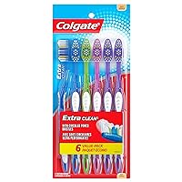 Colgate Extra Clean Toothbrush, Soft Toothbrush for Adults, 6 Count (Pack of 1)