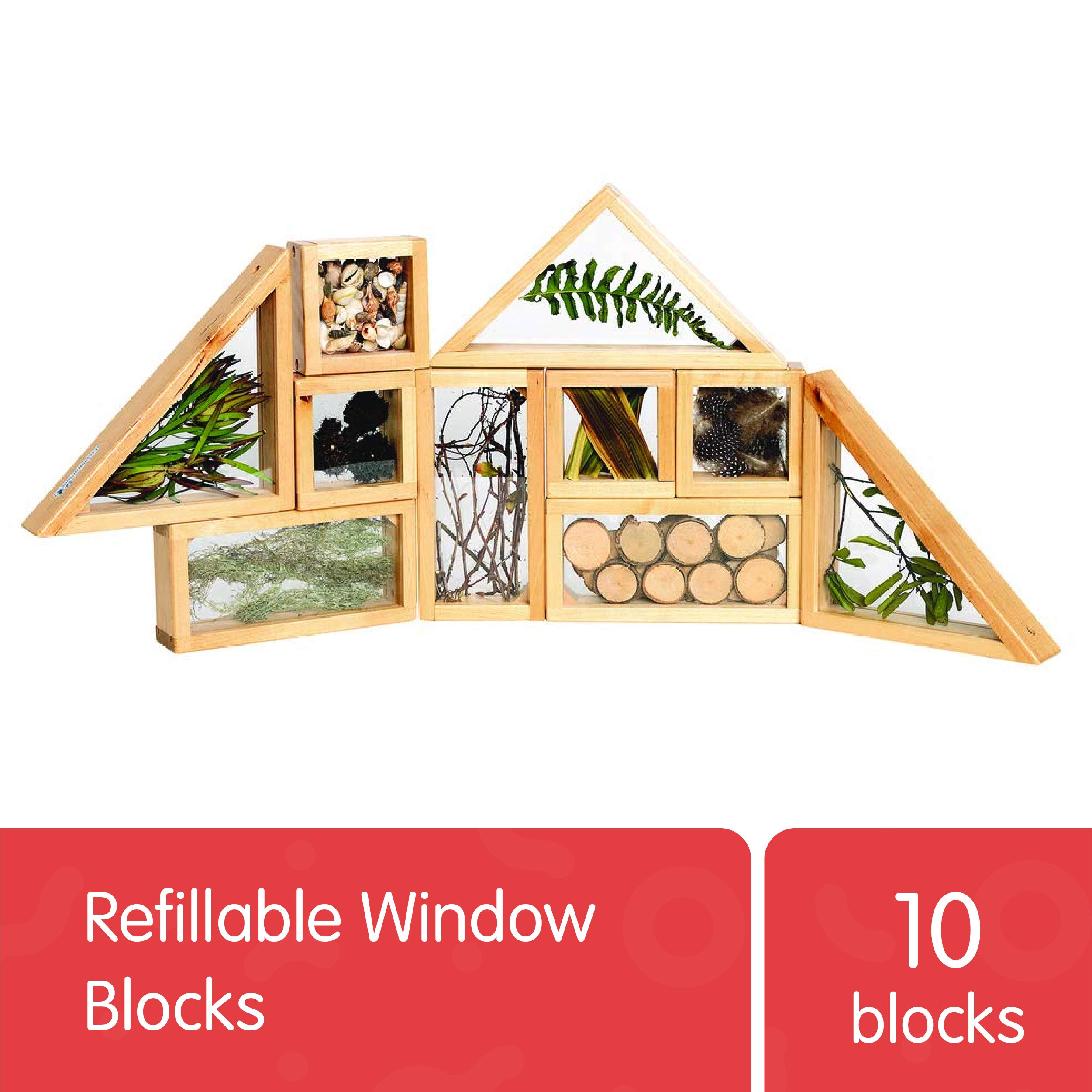 Excellerations Refillable Window Blocks Wood Classroom or Home School Set for Young Learners (Set of 10) (Item # Fill)