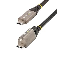 StarTech.com 3ft (1m) Top Screw Locking USB C Cable 10Gbps - USB 3.1/3.2 Gen 2 Type-C Cable - 100W (5A) Power Delivery Charging, DP Alt Mode - Single Screw Lock, USB-C Cord Charge/Sync (USB31CCTLKV1M)