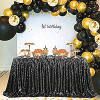 SoarDream Black Sequin Tablecloth 90x132 Inch Sequence Halloween Party Tablecloth Sequin Fabric Wedding Birthday Graduation Cake Table Decorations
