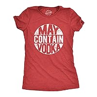 Womens May Contain Vodka Tshirt Funny Liquor Drinking Party Graphic Tee