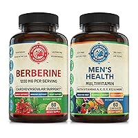 Premium Berberine and Mens Daily Multivitamins Bundle (One Bottle Each). Collectively Supports Holistic Wellness, Boosted Energy, Metabolic Function and Cardiovascular Heatlh. Made in The USA.