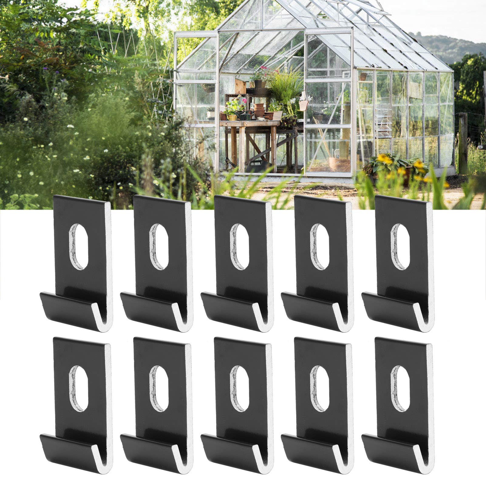 10Pcs Base Clips Hook Fixings Attaches Aluminium Greenhouses Fixture Set WearResistant Base Clips(black)