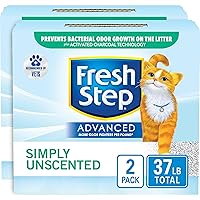 Fresh Step Clumping Cat Litter, Advanced, Simply Unscented, Extra Large, 37 Pounds total (2 Pack of 18.5lb Boxes) (Package May Vary)