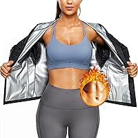 Sauna Suit for Women Weight Loss Slimming Body Shaper Workout Sweat Jacket Tops with Hoodie
