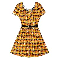 Loungefly Stitch Shoppe Disney Mickey and Minnie Spooky Gingham Laci Dress, Size Extra-Large