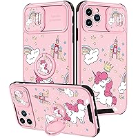 Goocrux (2in1 for iPhone 11 Pro Max Case for Girls Cartoon Kawaii Rainbow Girly Phone Cover Cute Unique Design with Slide Camera Cover+Ring Holder Cases for iPhone11 Pro Max 6.5''