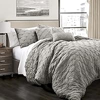 Ravello Pintuck Comforter Set - Luxe 5 Piece Textured Bedding Set - Traditional Glam & Farmhouse Inspired Bedroom Decor - King, Gray