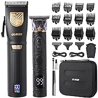 GLAKER Hair Clippers for Men Professional, Cordless Clippers for Hair Cutting, Mens Hair Clippers and Trimmer Kit for Barber with LCD Display 15 Guide Combs,Mens Gifts