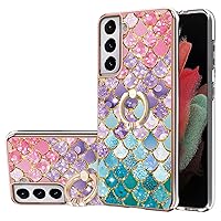 Compatible with Samsung Galaxy S 21 Phone Case, TPU IMD Personalized Colorful Scales Gilded Border Slim Cases Scratch-Proof Shockproof Back Protective Cover with Ring Holder