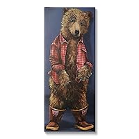 Stupell Industries Forest Brown Bear Rainboots Flannel Shirt Rustic Animal, Designed by Kamdon Kreations Canvas Wall Art, 10 x 24
