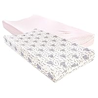 Touched by Nature Unisex Baby Organic Cotton Changing Pad Cover, Girl Elephant, One Size