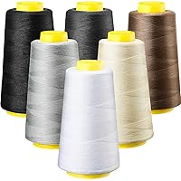AK Trading 4-Pack White All Purpose Sewing Thread Cones (6000 Yards Each) of High Tensile Polyester Thread Spools for Sewing, Quilting, Serger