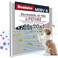 20x20x1 Electrostatic Air Filter, MERV 8 Washable Aluminum AC/HVAC Furnace Filter, Reusable Permanent Air Filter, Lasts a Lifetime, Easy to Install, Healthier Home/Office Environment