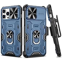 VEGO Case for iPhone 13 Pro Max/iPhone 12 Pro Max Case with Stand, Slide Camera Cover & Kickstand & Rugged Holster Military Grade Heavy Duty Protective Case with Magnetic Car Mount Holder - Blue