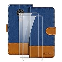 Leather Case for Cricket Ovation U705AA U705AC Magnetic Phone Case with Wallet and Card Slot + [2 Pack] Tempered Glass Screen Protector for Cricket Ovation U705AA U705AC (6.5”)