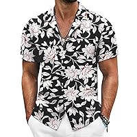 COOFANDY Mens Hawaiian Shirt Short Sleeve Floral Button Down Shirts Tropical Summer Beach Shirts Camp Collar Shirt