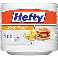 Hefty Everyday Soak-Proof Foam Plates, White, 8.875 Inch, 100 Count