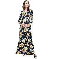 LaClef Women's Wrapped Ruched Maternity Dress with Pocket