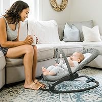 Baby Delight Aura Deluxe | Portable Baby Bouncer for Infants | Baby Rocker | Quilted Charcoal Tweed
