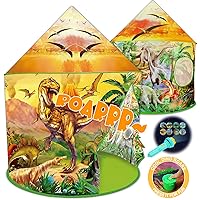 Dinosaur Discovery Kids Tent with Light Up Roar Button Lifelike Sound Projector Flashlight Extraordinary Dinosaur Toy Pop Up Play Tent Indoor & Outdoor Toys for Toddler Playhouse Birthday Gifts