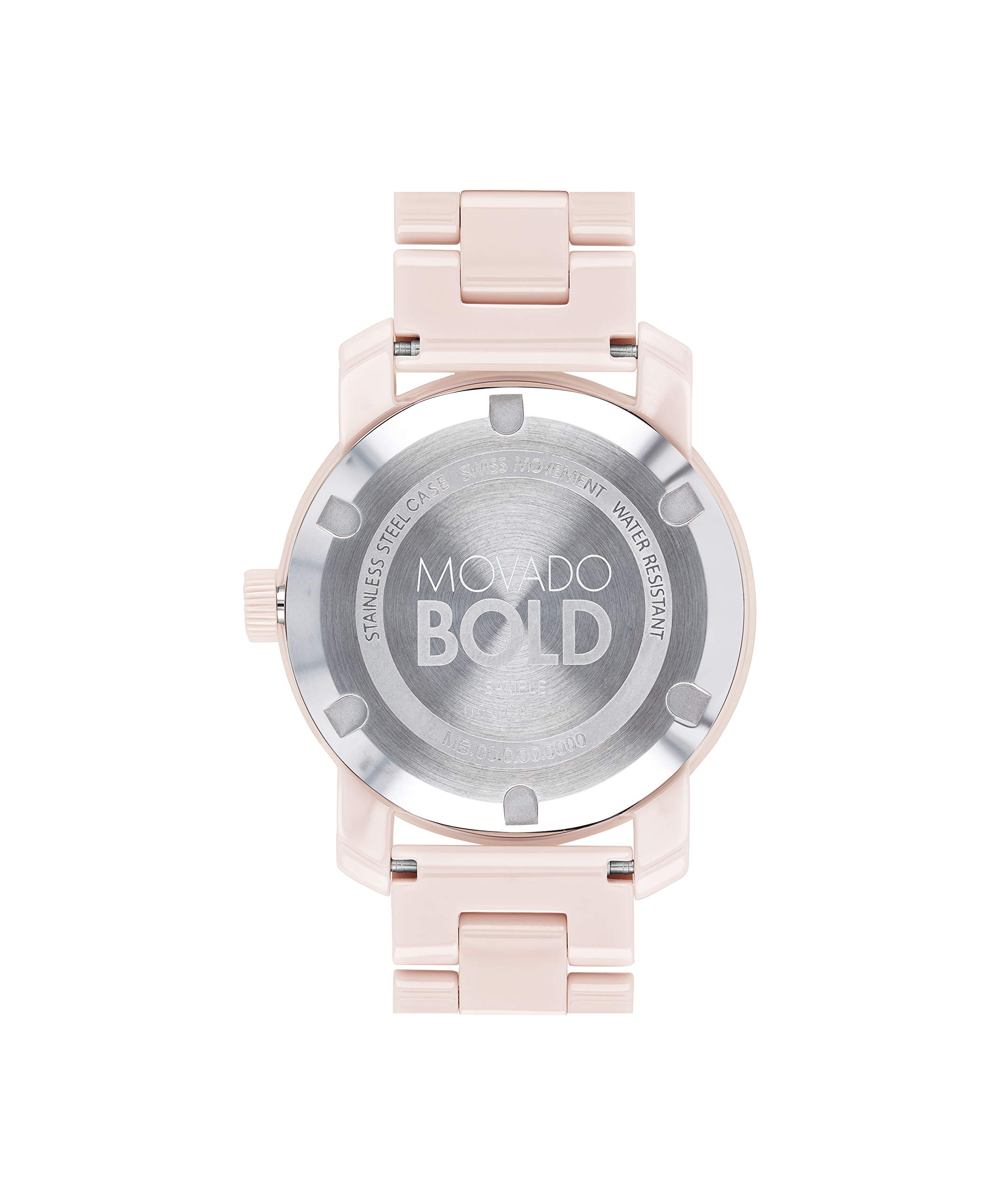 Movado Women's Bold Blush Ceramic Steel Case and Link Bracelet, Blush