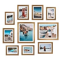 Giftgarden Antique Gold Multi Picture Frames for Multiple Sizes Photos, Four 4x6, Four 5x7, Two 8x10, Matted Gallery Frame Collage for Wall or Tabletop, Set of 10