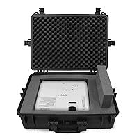 CASEMATIX Waterproof Projector Case Hard Shell Projector Bag Compatible with Epson Home Cinema 2100, 2150 & Select PowerLite Projectors with Foam Interior, Padlock Rings and Folding Handle, Case Only