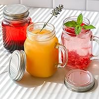 Kate Aspen 12 oz. Mason Jar Mugs With Handles & Solid Lid (Set of 6)| Kitchen Drinking Glass Cups | DIY Baby Shower Favors, Candy Jars, Rustic Wedding Decor and Party Favors