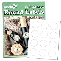 Koala Round Labels 2 Inch, Glossy White Printable Circle Labels for Inkjet and Laser Printer, 300 Round Sticker Labels for DIY Jar Labels, Thank You Labels, Party Favor Decors