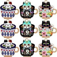 Anjulery 18 Pieces Enamel Cat Charms for Jewelry Making and Crafting - Cute Cup Kitty Charm for Bracelets Earrings Keychains Pendants Necklaces Crafts (18Pcs Cat-CB1)