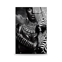 My Photostation.com Tempered Glass Wall Art 43Wx27H'' Wall Decor African Woman Wall Art Black Woman Wall Art Wall Hangings African Wall Art Zebra Wall Art Gifts for Her