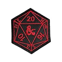 Dungeons & Dragons D20 Dice Patch Black/Red - Funny Tactical Military Morale Embroidered Patch Hook Fastener Backing