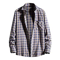 Mens Plaid Jacket Fashionable Square Printing Lightweight Breathable Long Sleeve Lapel formal Shirt with Hood for