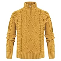 GRACE KARIN Boys Cable Knit Pullover Sweater Quarter-Zip Turtleneck for Winter