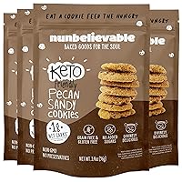 Nunbelievable Pecan Sandy Keto Cookies | Delicious Sugar Free Diabetic Snacks | Non GMO and Grain Free Healthy Snacks for Adults | 3.4 Ounce Bags, Pack of 4